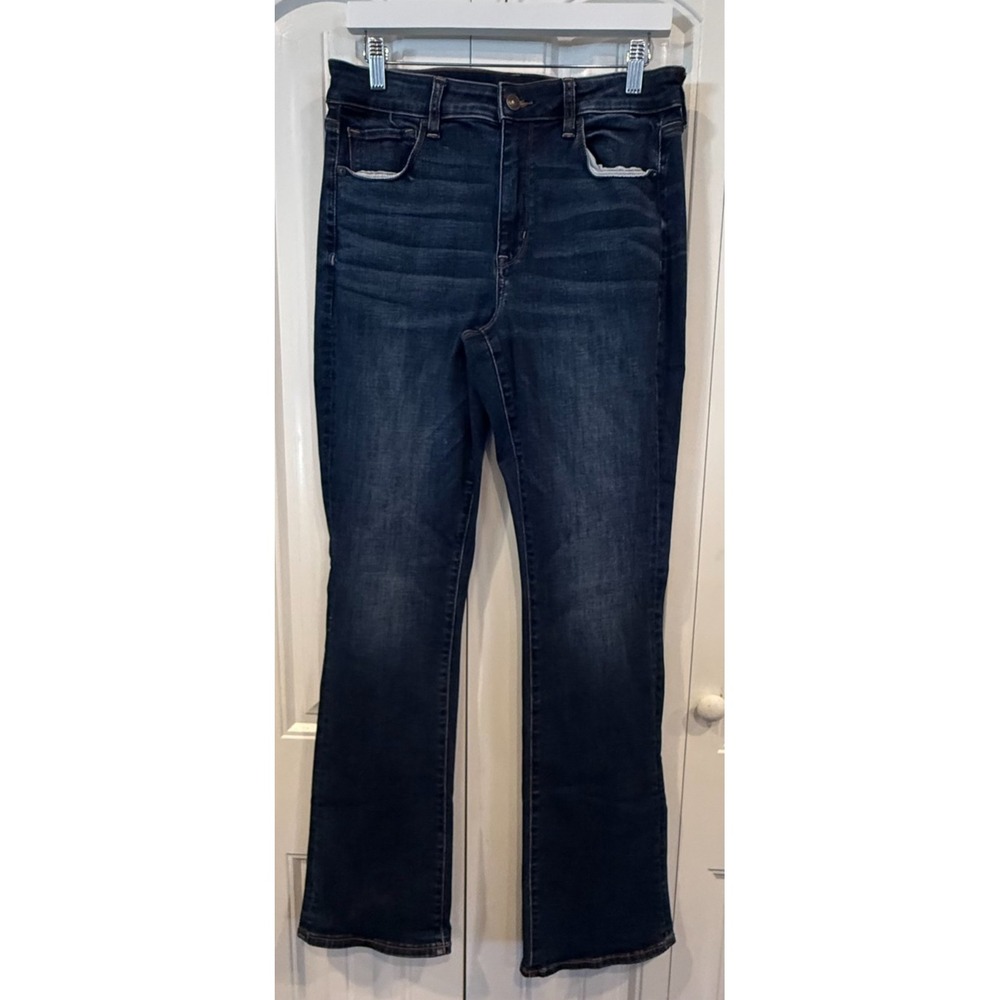 American Eagle Next Level Stretch Jeans Women's 12 Long Dark Wash Straight Leg D